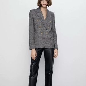 Zara Women Plaid Double Breasted Check Blazer 2238/458, worn once